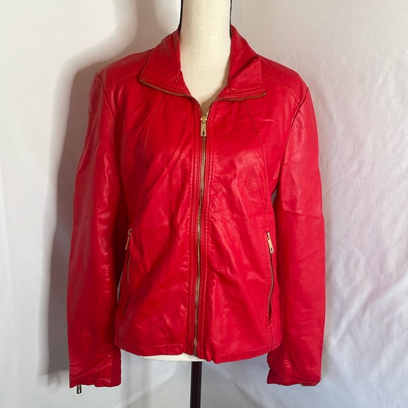 Kenneth Cole Reaction Jackets & Blazers - Kenneth Cole reaction red vegan jacket‎ size large red hardware
